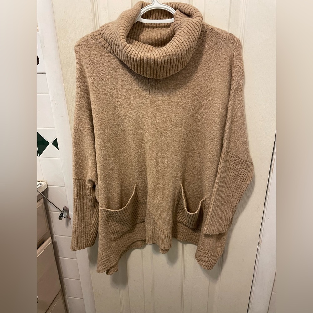 LOFT Tan Cowl Neck Sweater Relaxed Fit